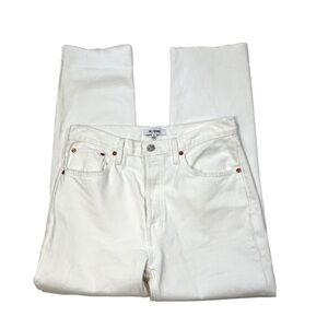 RE/DONE Women’s 28 Destroyed 70s Stove Pipe 5 Button Fly High Rise Revolve White